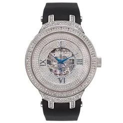 White Men's Skeleton AutomaticJoe Rodeo Diamond Watch 2.20ct