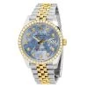 Men's Two Tone Rolex Datejust 41mm Blue Mother Of Pearl Dial Diamond Bezel