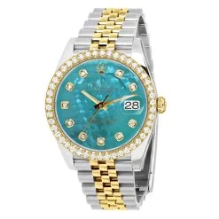 Men's Two Tone Rolex Datejust 41mm Blue Mother Of Pearl Dial Jubilee Bracelet