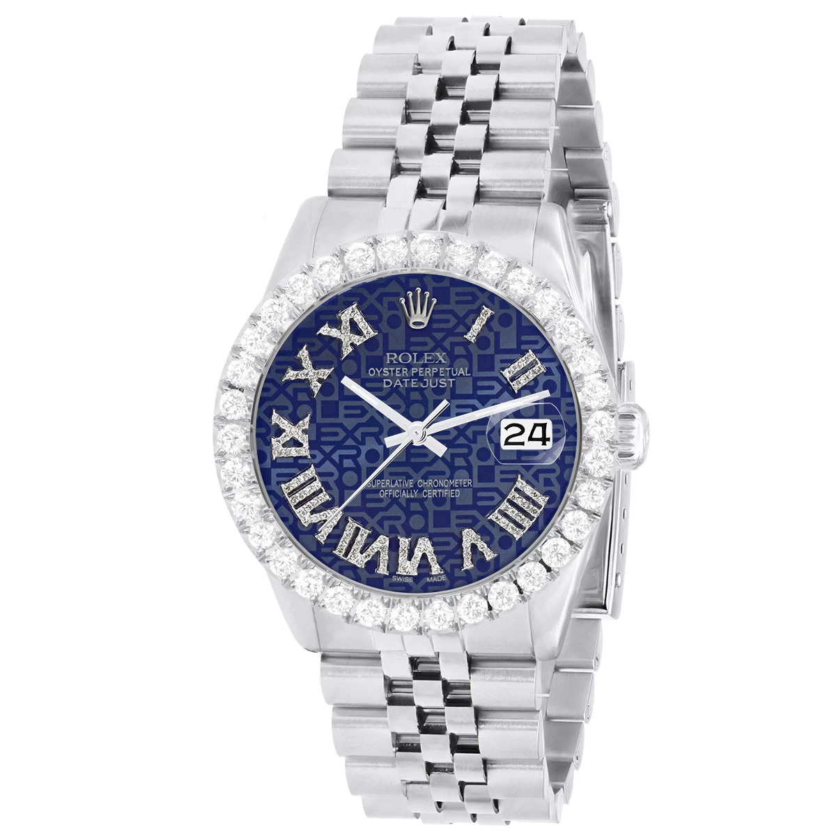 Men's Watch Rolex Datejust 36mm Blue Print Roman Numerals Dial Jubilee Bracelet Diamond 4ct Bezel 1 Men's Watch Rolex Datejust 36mm Blue Print Roman Numerals Dial Jubilee Bracelet Diamond 4ct Bezel