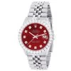 Men's Watch Rolex Datejust 36mm Red Mother Of Pearl Dial Jubilee Bracelet Diamond 4ct Bezel