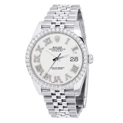Men's Watch Rolex Datejust 41mm White Dial Jubilee Bracelet Diamond Bezel