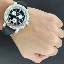 Men's White Yellow Diamond Watch By Benny And Co 7.50ct New Arrival -Watch Store mens white yellow diamond watch by benny and co 750ct new arrival 3