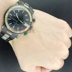 Black Men's Yellow Diamond Gucci G-Chrono Watch 6 Carats YA101331 -Watch Store mens yellow diamond watch gucci g chrono 600ct p 45220bod
