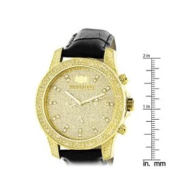 Men's Yellow Gold Plated Watch With Diamonds 0.5ct Luxurman -Watch Store mens yellow gold plated watch with diamonds 05ct luxurman ruler