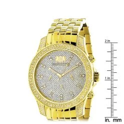 Men's Yellow Gold Tone Watch With Diamonds 0.50ct Luxurman -Watch Store mens yellow gold tone watch with diamonds 050ct luxurman ruler