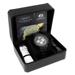 Midsize Men's Black Diamond Watch By Luxurman 0.25ct -Watch Store midsize mens black diamond watch by luxurman 025ct 4