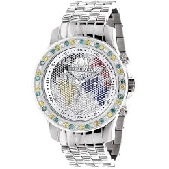 Multicolor Diamond Replacement Bezel For Men's Luxurman Raptor Watches 3.5ct -Watch Store multicolor diamond replacement bezel for mens luxurman raptor watches 35ct box