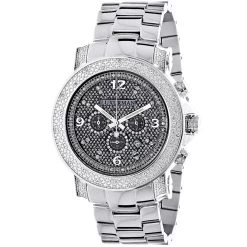 Oversized Diamond Luxurman Men's Diamond Watch 0.75ct