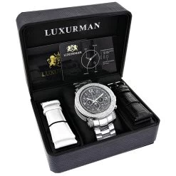 Oversized Diamond Luxurman Men's Diamond Watch 0.75ct -Watch Store oversized diamond watches luxurman mens diamond watch 075ct 4