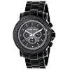 Oversized Luxurman Men's Black Diamond Watch 0.25ct