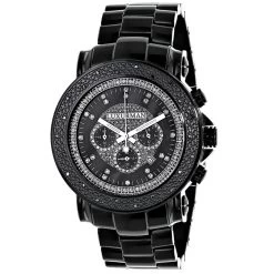 Oversized Luxurman Men's Black Diamond Watch 0.25ct