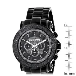 Oversized Luxurman Men's Black Diamond Watch 0.25ct -Watch Store oversized luxurman mens black diamond watch 025ct ruler