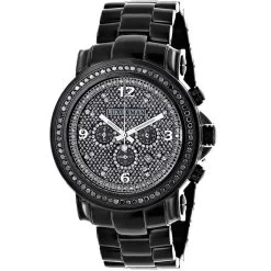 Oversized Men's Black Diamond Watch Iced Out Luxurman W Chronograph