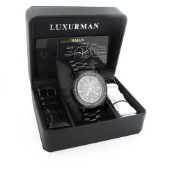 Oversized Men's Black Diamond Watch Iced Out Luxurman W Chronograph -Watch Store oversized mens black diamond watch iced out luxurman w chronograph 4