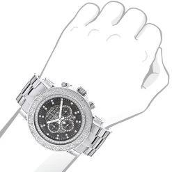 Oversized Men's Diamond Watch 0.25ct Black MOP Luxurman Escalade W Chronograph -Watch Store oversized mens diamond watch 025ct black mop luxurman escalade w chronograph 3