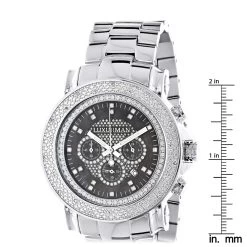 Oversized Men's Diamond Watch 0.25ct Black MOP Luxurman Escalade W Chronograph -Watch Store oversized mens diamond watch 025ct black mop luxurman escalade w chronograph ruler