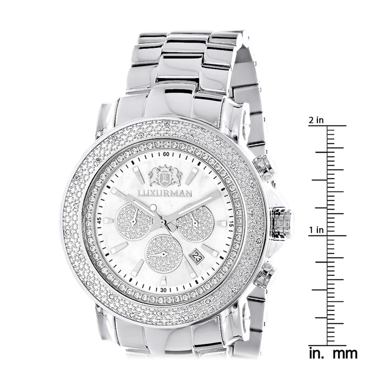Oversized Men's Diamond Watch 0.25ct White Mop Luxurman Escalade Chronograph 5 Oversized Men's Diamond Watch 0.25ct White Mop Luxurman Escalade Chronograph - Image 5