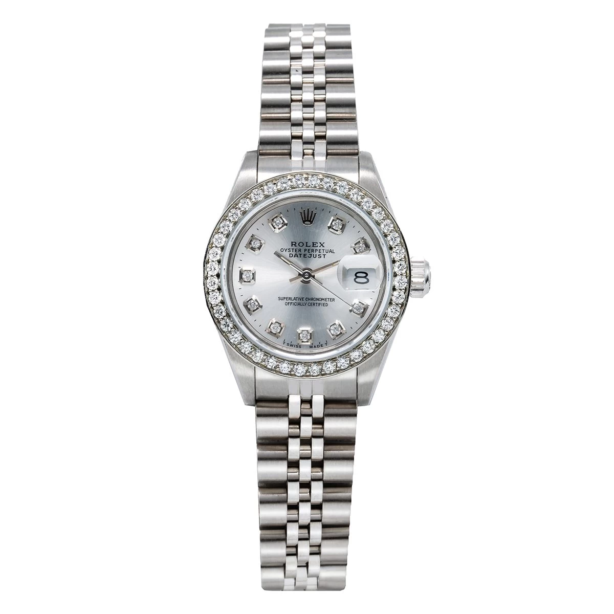 Rolex Datejust 69160 26mm Silver Dial 0.9ct Diamond Bezel Watch For Women 1 Rolex Datejust 69160 26mm Silver Dial 0.9ct Diamond Bezel Watch For Women