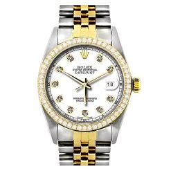 36mm Rolex Datejust Diamond Watch For Men 0.1ct Stainless Steel And Gold White Dial 13 36mm Rolex Datejust Diamond Watch For Men 0.1ct Stainless Steel And Gold White Dial -Watch Store rolex datejust diamond watch for men 01ct stainless steel and 18k gold 1ct