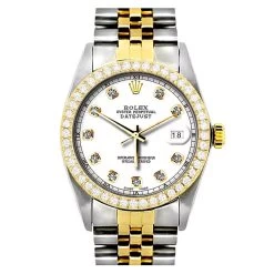 36mm Rolex Datejust Diamond Watch For Men 0.1ct Stainless Steel And Gold White Dial 11 36mm Rolex Datejust Diamond Watch For Men 0.1ct Stainless Steel And Gold White Dial -Watch Store rolex datejust diamond watch for men 01ct stainless steel and 18k gold 3ct