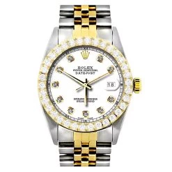 36mm Rolex Datejust Diamond Watch For Men 0.1ct Stainless Steel And Gold White Dial 12 36mm Rolex Datejust Diamond Watch For Men 0.1ct Stainless Steel And Gold White Dial -Watch Store rolex datejust diamond watch for men 01ct stainless steel and 18k gold 4ct