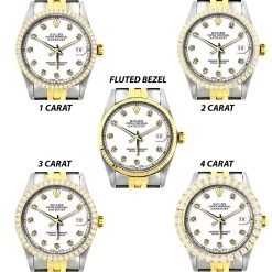 36mm Rolex Datejust Diamond Watch For Men 0.1ct Stainless Steel And Gold White Dial 17 36mm Rolex Datejust Diamond Watch For Men 0.1ct Stainless Steel And Gold White Dial -Watch Store rolex datejust diamond watch for men 01ct stainless steel and 18k gold allbezels