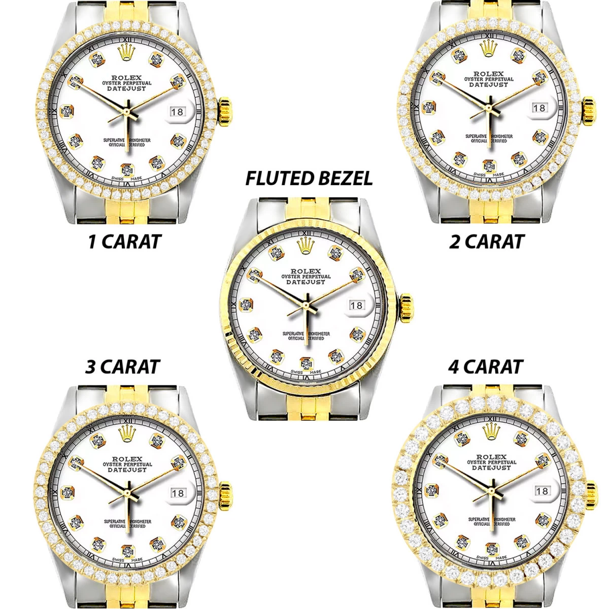 36mm Rolex Datejust Diamond Watch For Men 0.1ct Stainless Steel And Gold White Dial 9 36mm Rolex Datejust Diamond Watch For Men 0.1ct Stainless Steel And Gold White Dial - Image 9