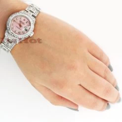 Rolex Datejust Ladies Diamond Watch 12.25ct Pink Face -Watch Store rolex datejust ladies custom diamond watch 1225ct pink face 3