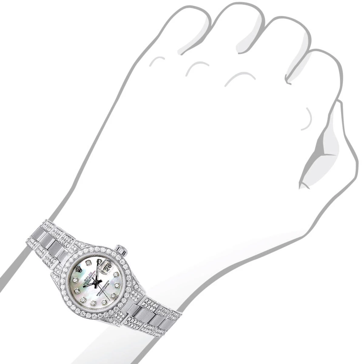 Ladies Rolex Datejust 27mm Diamond Watch 7.25ct White Mother-Of-Pearl Dial 3 Ladies Rolex Datejust 27mm Diamond Watch 7.25ct White Mother-Of-Pearl Dial - Image 3