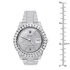 41mm Rolex Datejust Men's Diamond Watch 25.2ct Iced Out -Watch Store rolex datejust mens custom diamond watch 252ct iced out ruler