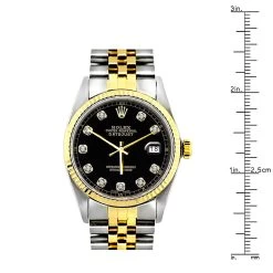 Rolex Datejust Men's Diamond Watch Oyster Perpetual Stainless Steel Gold 36mm Black Dial 16 Rolex Datejust Men's Diamond Watch Oyster Perpetual Stainless Steel Gold 36mm Black Dial -Watch Store rolex datejust mens diamond watch oyser perpetual stainless steel 18k gold ruler