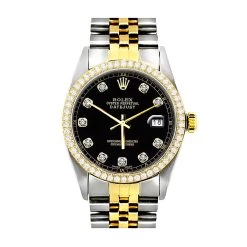 Watch Store -Watch Store rolex datejust mens diamond watch oyster perpetual stainless steel 18k gold 36mm black dial 1ct