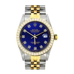 Rolex Datejust Men's Diamond Watch Stainless Steel & Gold Blue Dial 36mm -Watch Store rolex datejust mens diamond watch stainless steel 18k gold blue dial 36mm 3ct