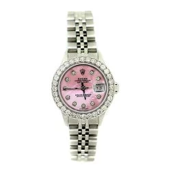 Rolex Datejust Oyster Perpetual Women's Diamond Watch Pink MOP Dial 1.7ct
