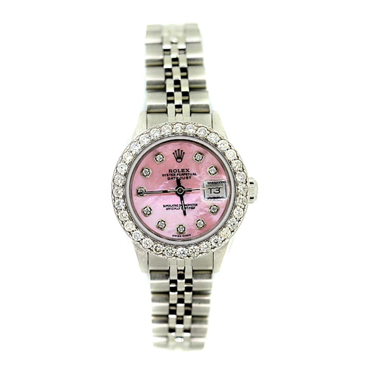 Rolex Datejust Oyster Perpetual Women's Diamond Watch Pink MOP Dial 1.7ct 1 Rolex Datejust Oyster Perpetual Women's Diamond Watch Pink MOP Dial 1.7ct