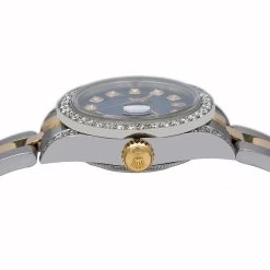 Gold Diamond Bezel Rolex Watch Lady-datejust 69173 26mm Blue Dial 1Ct -Watch Store rolex lady datejust 69173 26mm blue diamond dial with 0 90 ct diamonds 968568 ruler