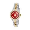 Women's Diamond Watch Rolex Datejust Yellow Gold 26mm Red Dial W01013
