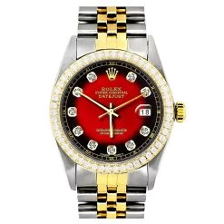 Rolex Oyster Perpetual Datejust Men's Diamond Watch Red Dial Yellow Gold 12 Rolex Oyster Perpetual Datejust Men's Diamond Watch Red Dial Yellow Gold -Watch Store rolex oyster perpetual datejust mens diamond watch red dial 18k gold 2ct
