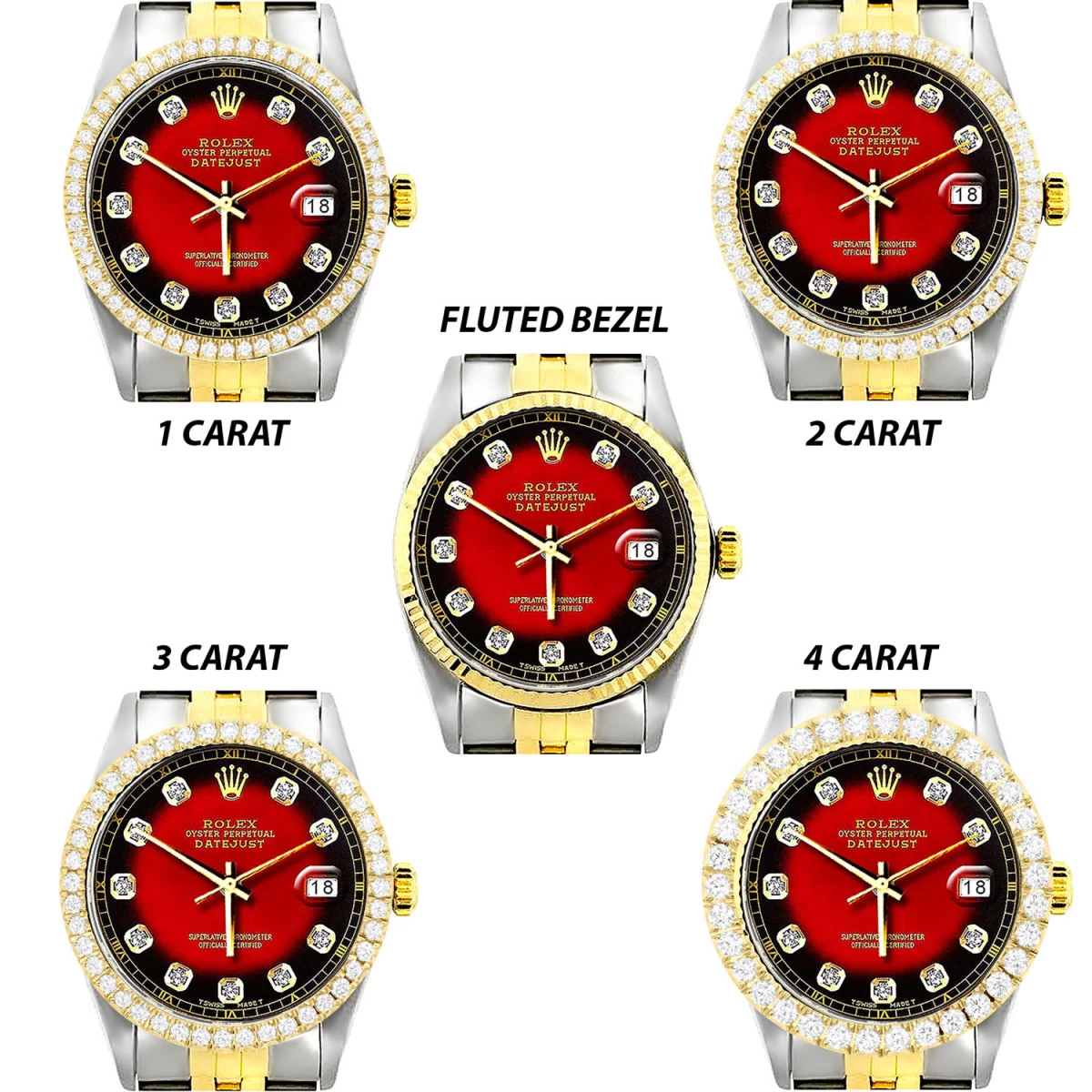 Rolex Oyster Perpetual Datejust Men's Diamond Watch Red Dial Yellow Gold 9 Rolex Oyster Perpetual Datejust Men's Diamond Watch Red Dial Yellow Gold - Image 9