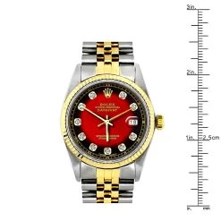 Rolex Oyster Perpetual Datejust Men's Diamond Watch Red Dial Yellow Gold 16 Rolex Oyster Perpetual Datejust Men's Diamond Watch Red Dial Yellow Gold -Watch Store rolex oyster perpetual datejust mens diamond watch two tone 18k gold steel ruler