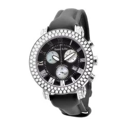 Swiss 5 Carat VS Diamond Bezel Watch For Men Benny And Co Black Dial 45mm