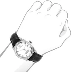 Swiss Quartz Luxurman Women's Diamond Tribeca Watch With Leather Band -Watch Store swiss quartz watches luxurman womens diamond watch stainless steel tribeca bod