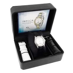 Swiss Quartz Luxurman Women's Diamond Tribeca Watch With Leather Band -Watch Store swiss quartz watches luxurman womens diamond watch stainless steel tribeca box