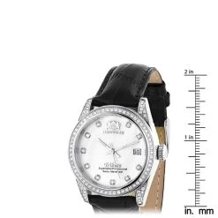 Swiss Quartz Luxurman Women's Diamond Tribeca Watch With Leather Band -Watch Store swiss quartz watches luxurman womens diamond watch stainless steel tribeca ruler