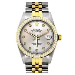Two Tone Rolex Datejust Men's Diamond Watch Stainless Steel Yellow Gold SIlver Dial -Watch Store two tone rolex datejust mens diamond watch stainless steel 18k yellow gold 1ct