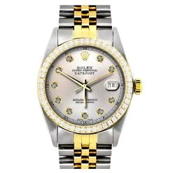 Two Tone Rolex Datejust Men's Diamond Watch Stainless Steel Yellow Gold SIlver Dial -Watch Store two tone rolex datejust mens diamond watch stainless steel 18k yellow gold 2ct