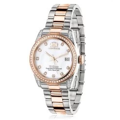 Two Tone Rose Gold Plated Women's Diamond Watch 1.5ct Luxurman Tribeca