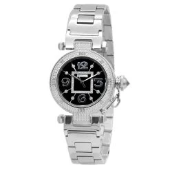 Unique White JoJino Real Diamond Watch For Women 0.12ct Black Dial