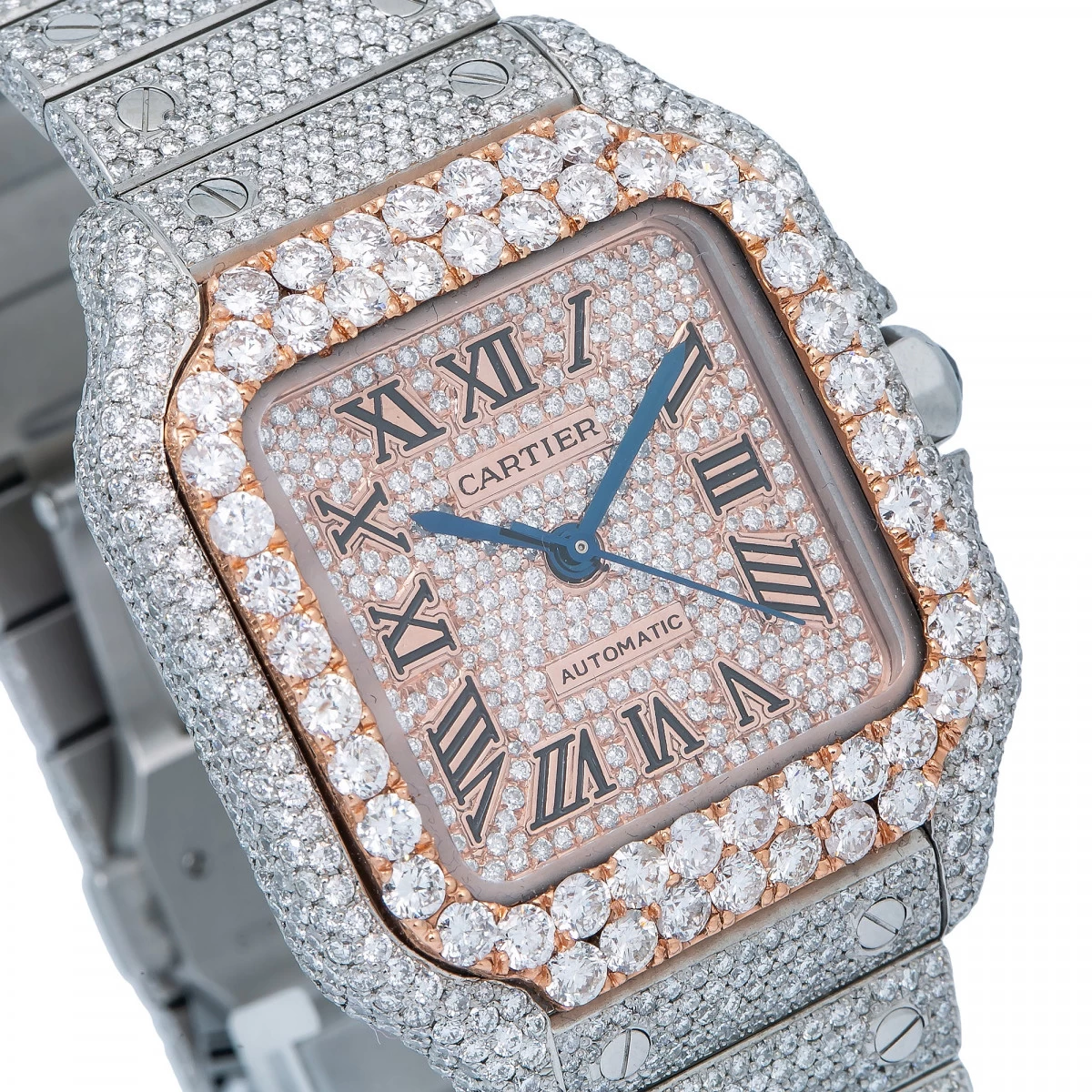 Unisex Diamond Watch Cartier Santos De Cartier 35mm Rose Dial 2 Unisex Diamond Watch Cartier Santos De Cartier 35mm Rose Dial - Image 2